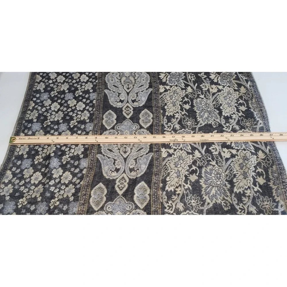 Pashmina Floral Paisley Scarf Shawl Wrap Women OS Black Gold Metallic Fringe